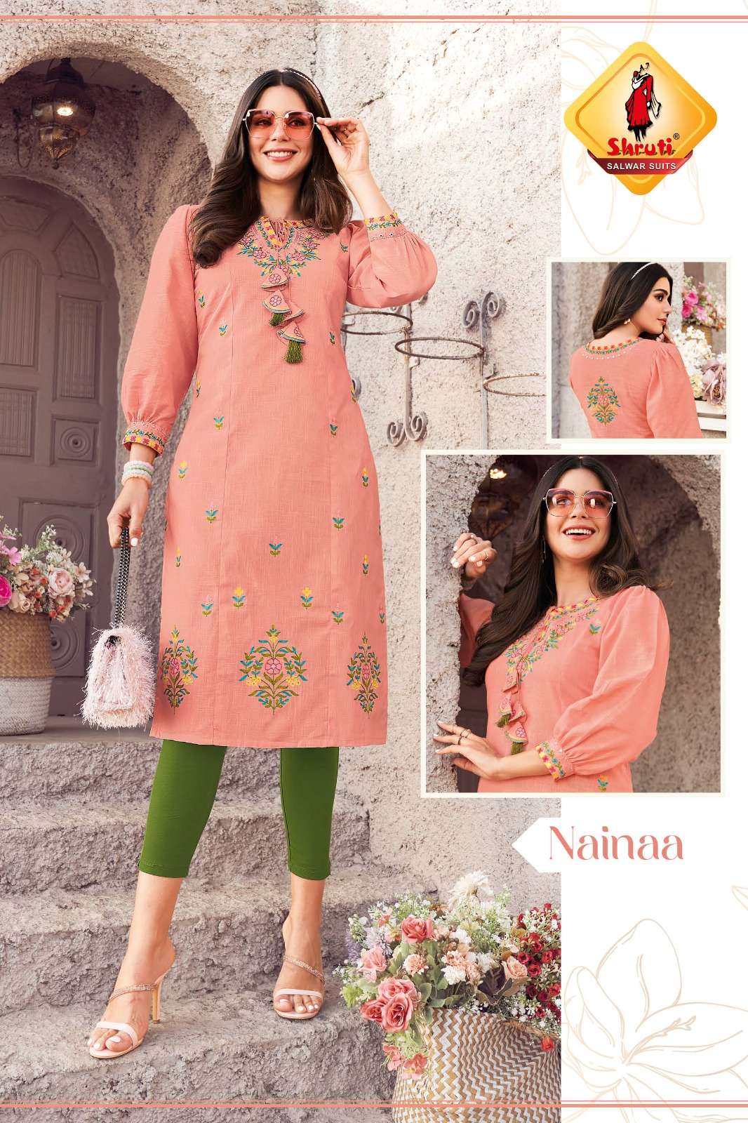 KKASHISH VOL 28  PURE COTTON LINEN WITH DIFFERENT TYPES OF STYLISH EMBROIDERY WORK BY SHRUTI SUITS NAINAA